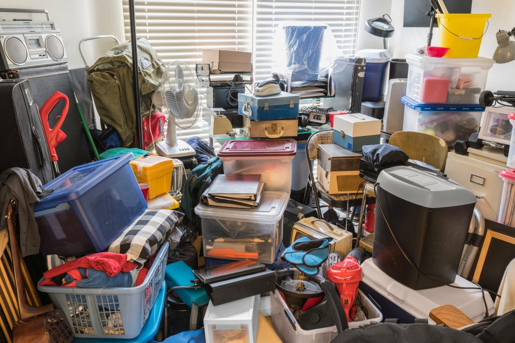A messy storage room 
